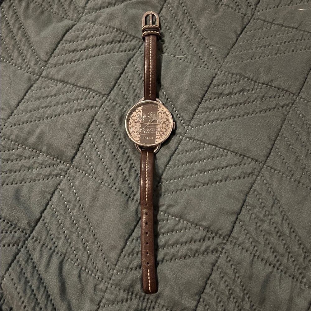 Coach Brown Leather Watch with Silver Face